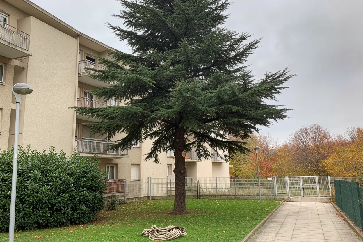 Cèdre sécurisé après démontage ciblé à Échirolles