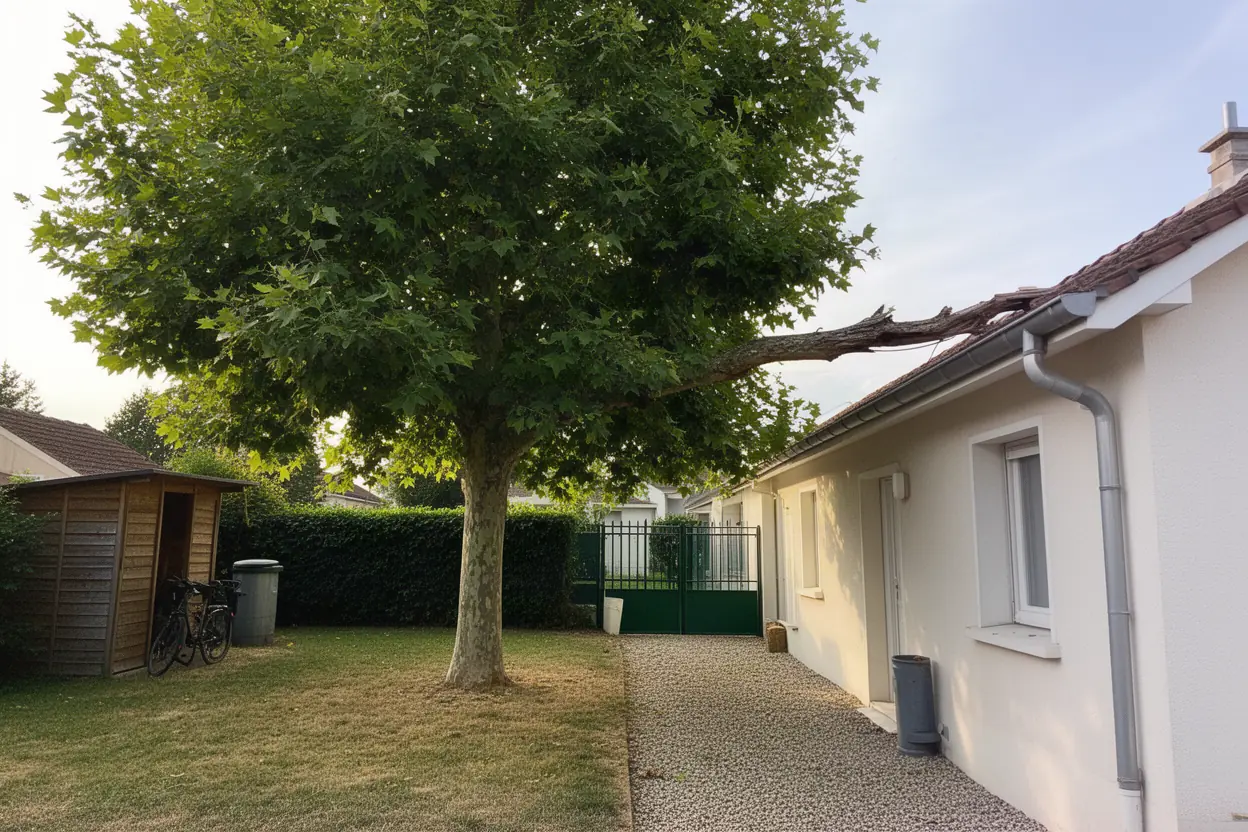 Platane débordant avant élagage à Saint-Martin-d’Hères